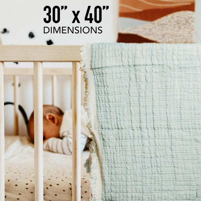 100% Cotton Reversible Muslin Baby Blankets: Blue