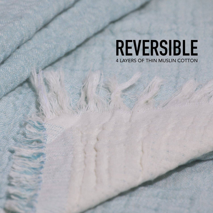 100% Cotton Reversible Muslin Baby Blankets: Blue