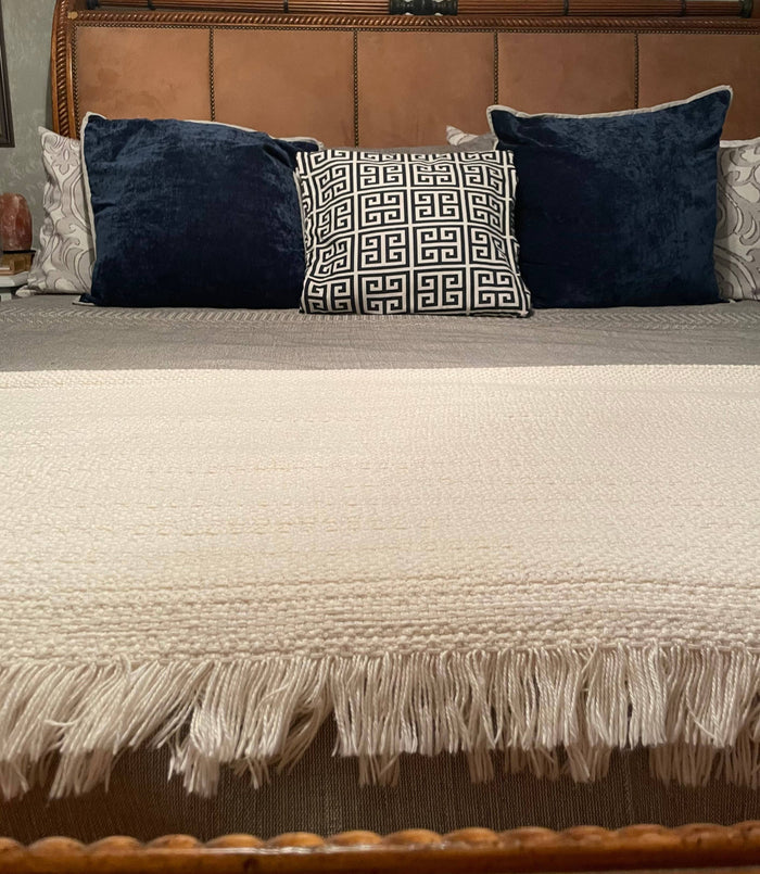 100% Cotton Throw Blankets – 50″ x 60″: White, Made in USA