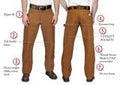2-Pack Brown Duck Heavy Duty Double Front Carpenter Dungaree Jeans by ROUND HOUSE® #2202
