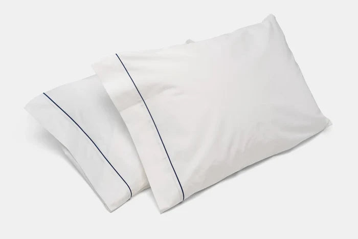 2-Pack Cotton Bed KING Size Pillowcases with Classic Piping Design Made in USA (King)