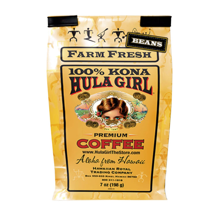 2-Pack Hula Girl 100% Kona Coffee 7oz Each (14oz in total) Grounded