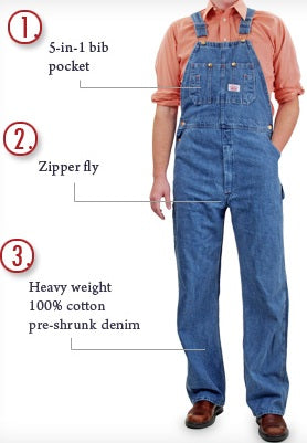 2-Pack Men’s Stonewashed Blues Overall by ROUND HOUSE® American-Made 699