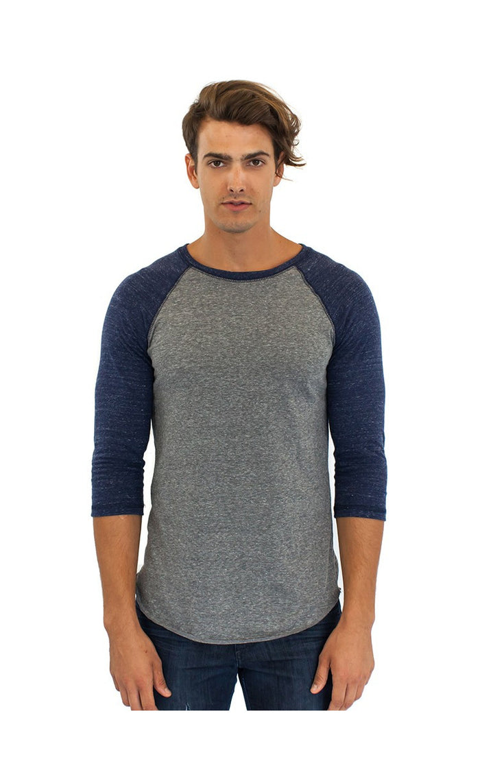 2-Pack Triblend Raglan Baseball Shirts Gray or Black Body Made in USA 20060