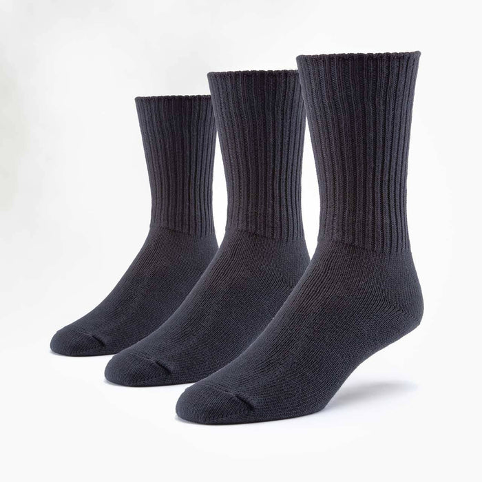 3-Pack Black Organic Cotton Classic Crew Made in USA