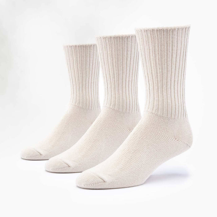 3-Pack of White Organic Cotton Classic Crew Socks Made in USA