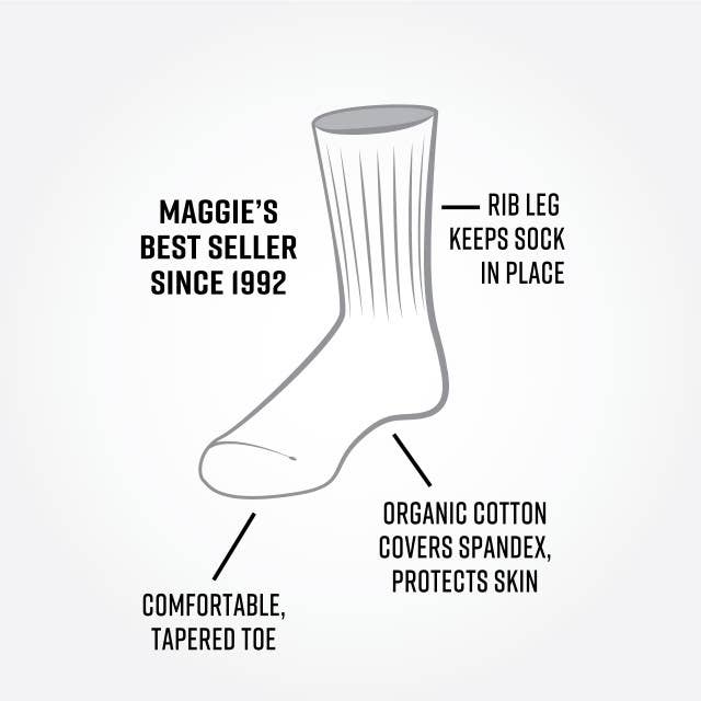 3-Pack of White Organic Cotton Classic Crew Socks Made in USA