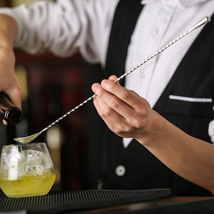 30.0cm Long Water Drop Stainless Steel Mixing Stick,Spiral Pattern  Cocktail Bar Spoon