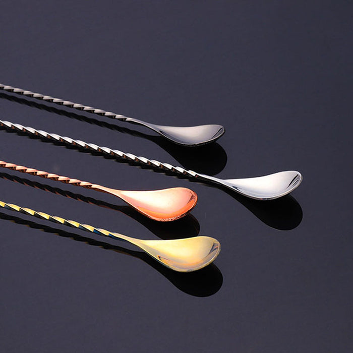 30.0cm Long Water Drop Stainless Steel Mixing Stick,Spiral Pattern  Cocktail Bar Spoon