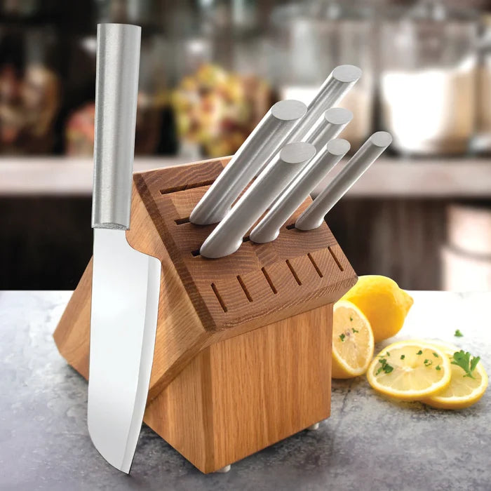 8-Piece Knive Set Including USA Oak Base Made in USA