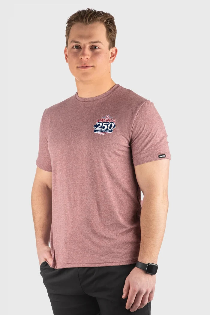 America's 250 Birthday Softtech T-Shirt Red Heather by WSI Made in USA 753HLSSRHA