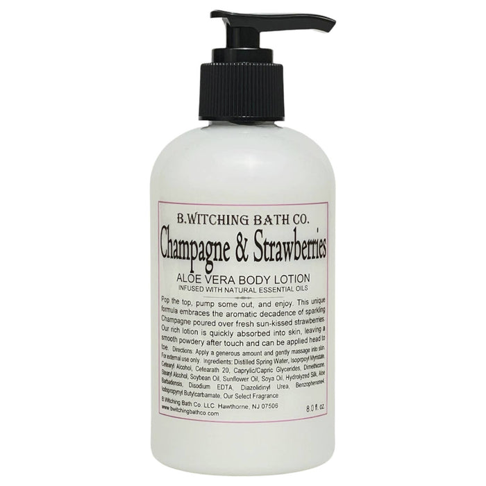 Champagne & Strawberries Aloe Vera Body Lotion 8oz. Made in USA