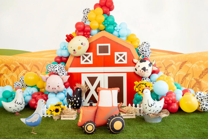 Chicken Balloon - Foil Farm Animal Party Balloon - Yellow & Red Chick - Easter Balloon Decoration - Kids Birthday - Farmyard Party - 51x59cm - Jolie Fete UK