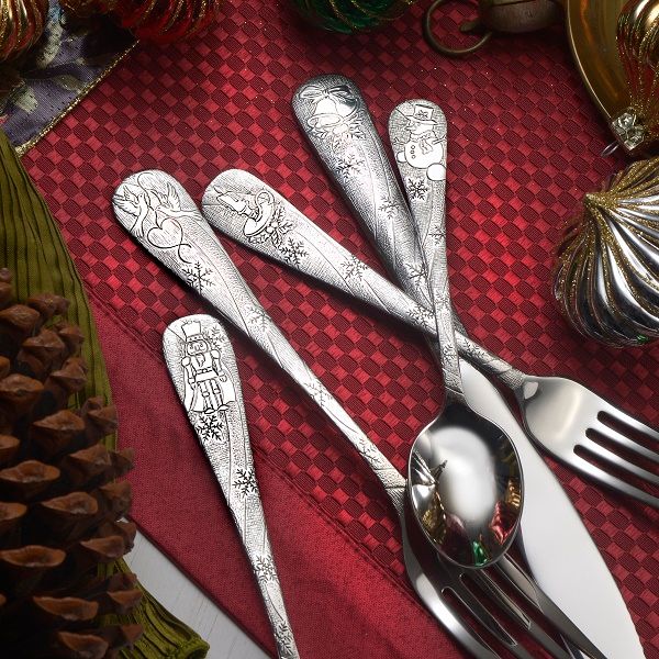 Christmas Holiday Season Stainless Flatware 20 Piece Set Made in USA