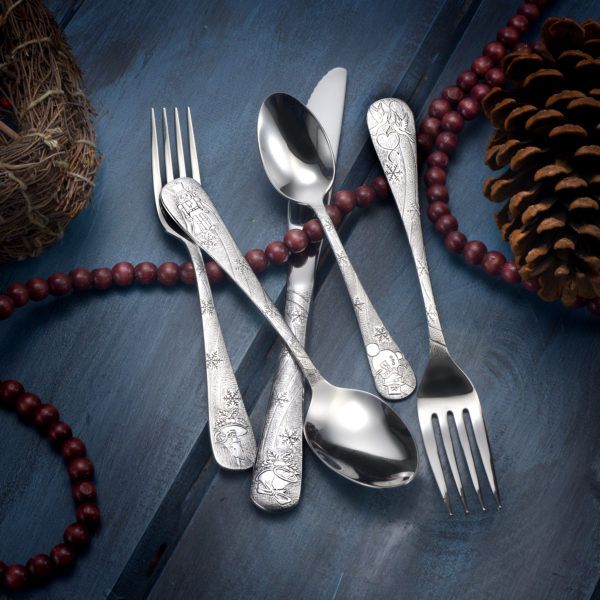 Christmas Holiday Season Stainless Flatware 20 Piece Set Made in USA