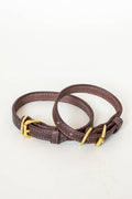 Clearance: 12" Hand-Stitched Leather Dog Collar with Brass Buckles: Amish-Made Made in USA