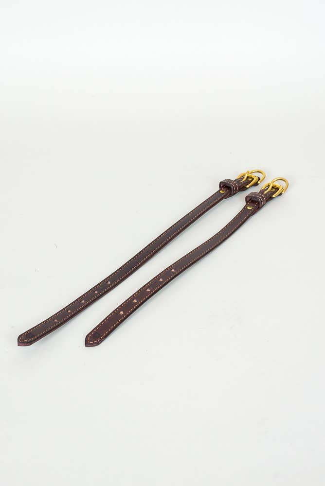Clearance: 12" Hand-Stitched Leather Dog Collar with Brass Buckles: Amish-Made Made in USA