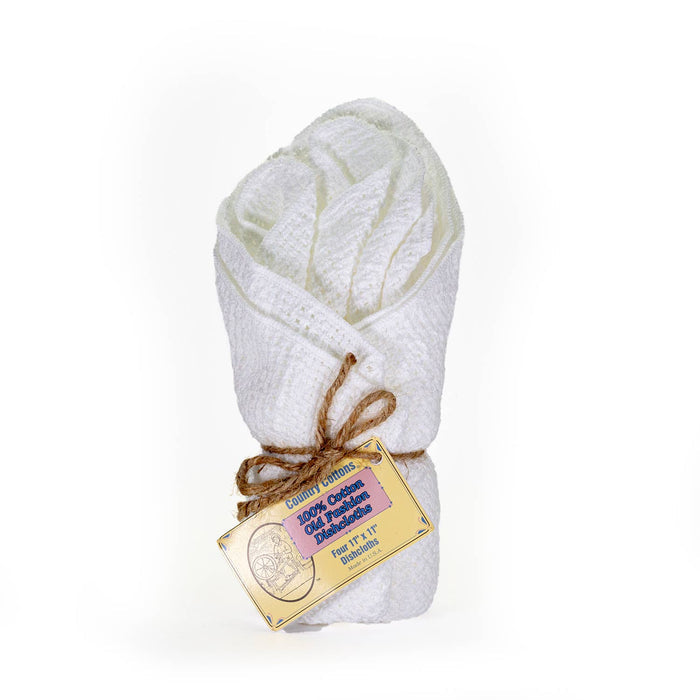Cotton Dishcloths - Set of 4: White/White