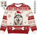 Custom Photo Funny Pet Face Best Dog Mom Ever - Personalized Unisex Ugly Sweater