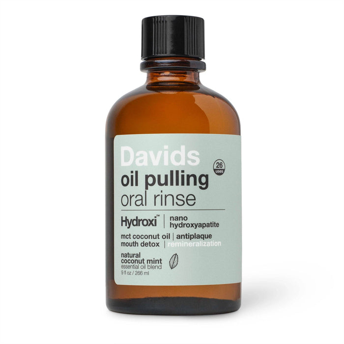 Davids Hydroxi™ oil pulling oral rinse w/ nano hydroxyapatite / 9oz Made in USA