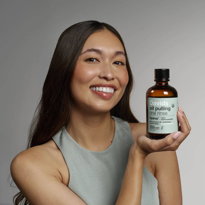 Davids Hydroxi™ oil pulling oral rinse w/ nano hydroxyapatite / 9oz Made in USA