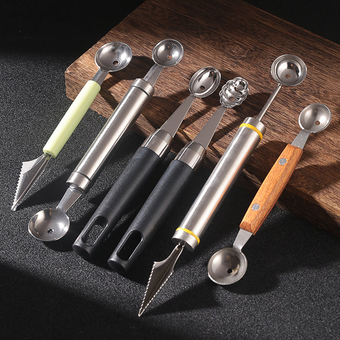 Double-Headed Stainless Steel Fruit Divider Watermelon Digging Ball Ice Cream Scoop Bar Carving Tool
