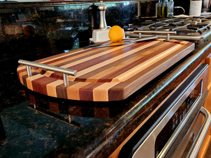 Exclusive Large Serving Tray / Cutting Board - Hardwood 20" x 14" x 1" Made in USA