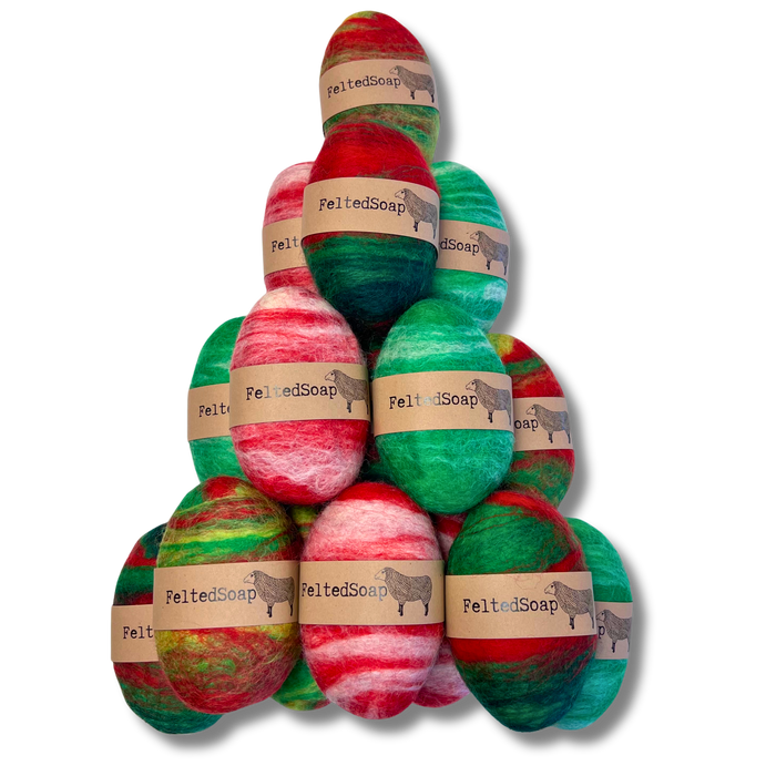 Felted Soap Christmas Holiday Color 2-Pack Stocking Stuffer Made in USA