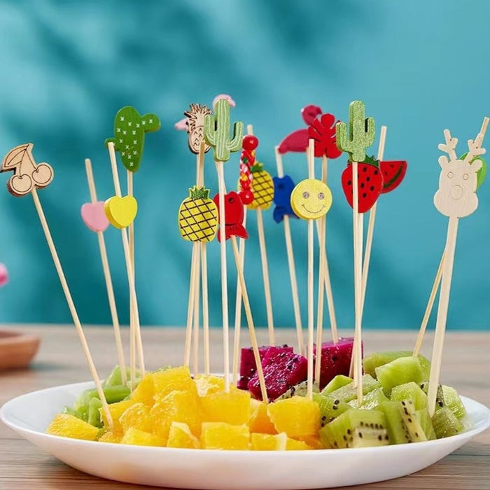 Flower Stick Cocktail Decoration Wine Stick Disposable Fruit Stick Ktv Fruit Stick Creative Bamboo Stick
