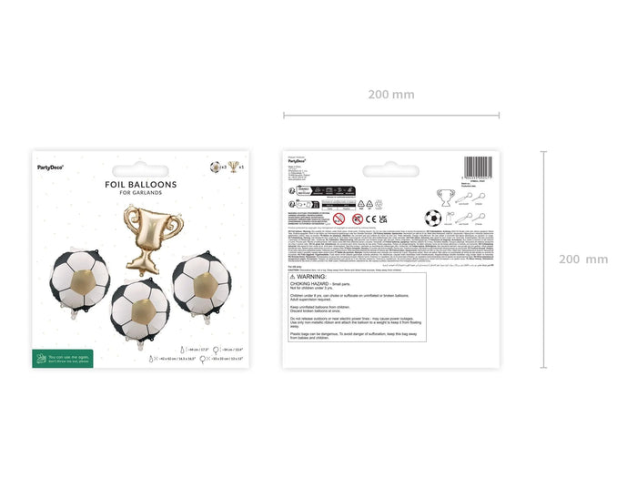 Football Trophy Balloon Garland Kit - Gold Winner's Cup & Soccer Ball Foil Balloons - Sports Award Ceremony Decor - Match Day Victory Party - Jolie Fete UK