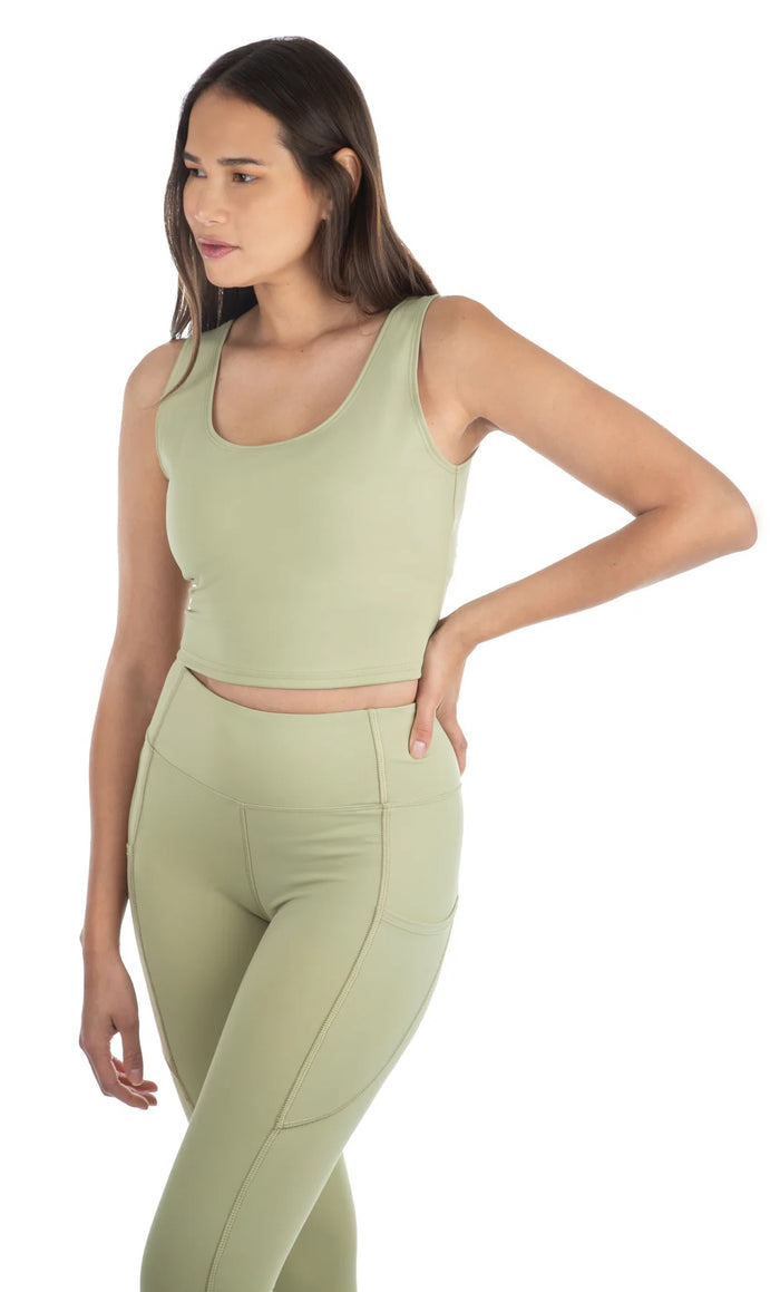 Hamptons Pocketed Legging Sage Green 991SBE Made in USA