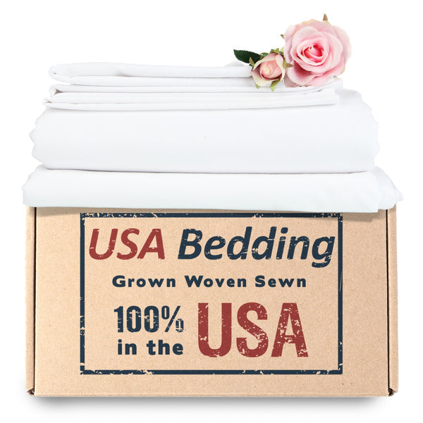 Hotel Quality: Percale Weave Bed Sheet Set Made with Cotton Rich Fabric USA Grown & Sewn!