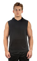 Illusion Mesh Sleeveless Hoodie Made in USA 632IJHB