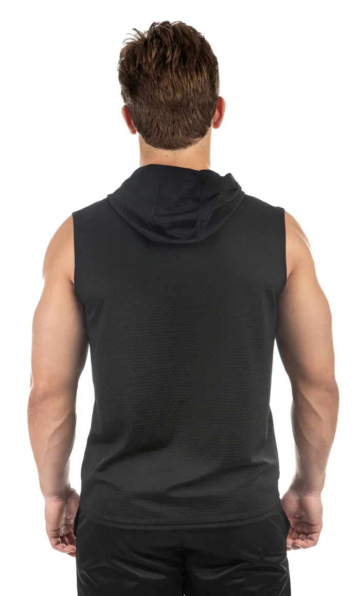 Illusion Mesh Sleeveless Hoodie Made in USA 632IJHB