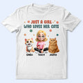 Cat Lovers,Pet Lovers,Funny,Cat Mom,Happy - Just A Girl Who Loves Her Cats - Personalized T Shirt