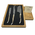 Laguiole en Aubrac Handcrafted 3-Piece Cheese Knife Set with Solid Horn Handles