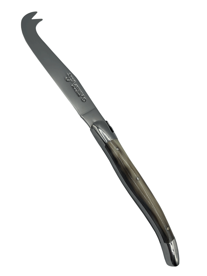 Laguiole en Aubrac Handcrafted 3-Piece Cheese Knife Set with Solid Horn Handles