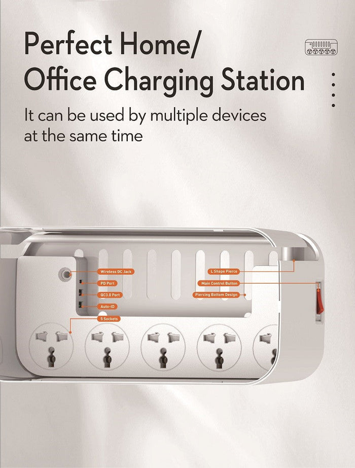 LDNIO SCW5354 Organizing Box Power Strip 15W Wireless Charger With 20W PD+QC Output