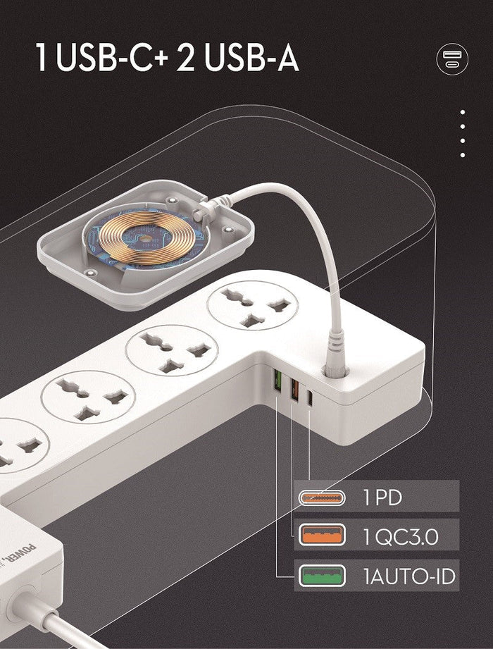 LDNIO SCW5354 Organizing Box Power Strip 15W Wireless Charger With 20W PD+QC Output