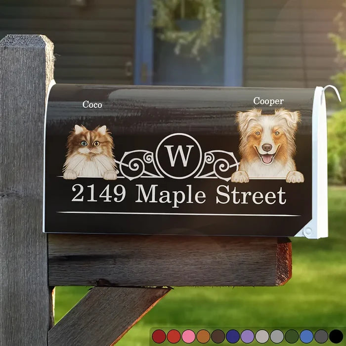 Pet Lovers, Dog Lovers, Cat Lovers - Family Name House Address Dogs Cats - Personalized Mailbox Cover