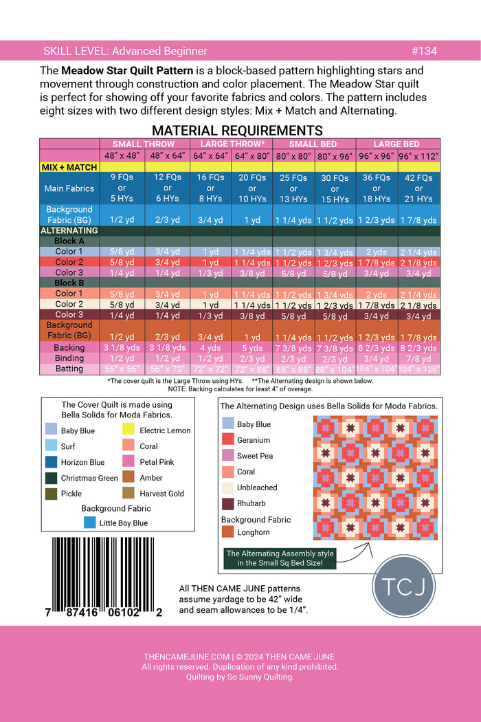Meadow Star Quilt Pattern - PDF