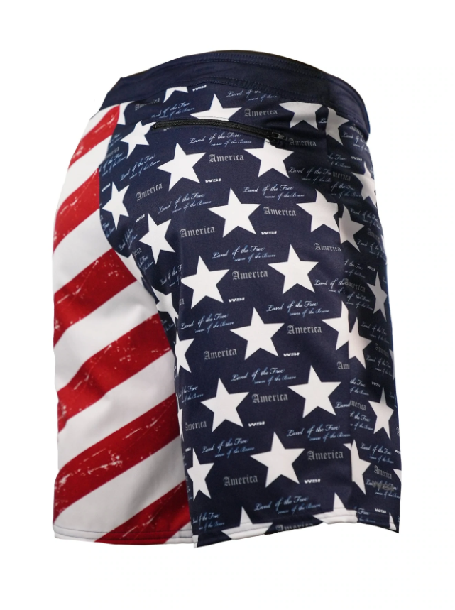 Men's Board Short USA Flag by WSI Sports Swimsuit Made in USA 362BSTU