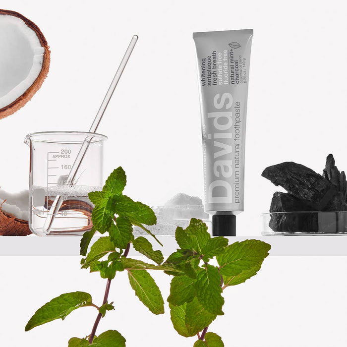 New: Davids premium toothpaste  /  charcoal+peppermint 5.25oz Made in USA