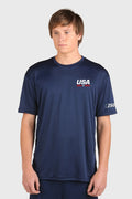 New Navy Flag Tee with 250 on Sleeve Microtech™ Tee Made in USA 702ELSSNATF