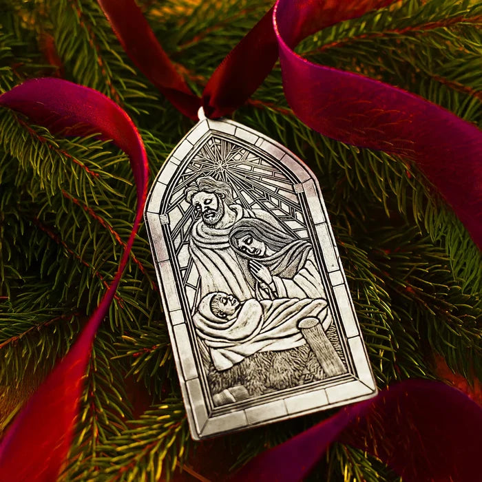 New: Set of 2 Miracle Christmas Ornaments, One (1) Each Nativity Cathedral Window and Miracles Cathedral Window Ornament Made in USA
