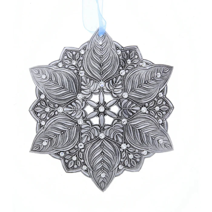 New: Snow Crystal Winter Greens Ornament (Aluminum) Made in USA