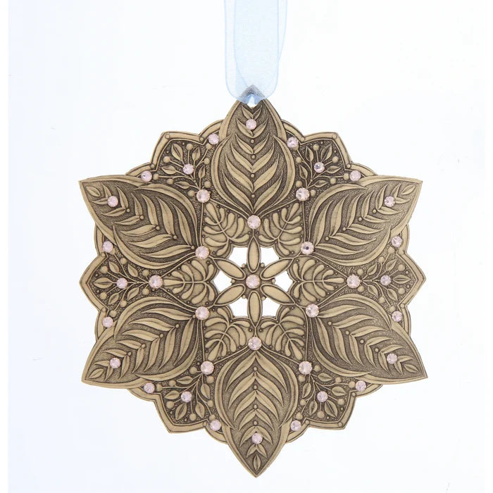 New: Snow Crystal Winter Greens Ornament (Bronze) Made in USA