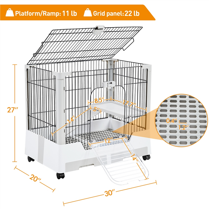 PAWSCOO 2-Level Rolling Rabbit Cage