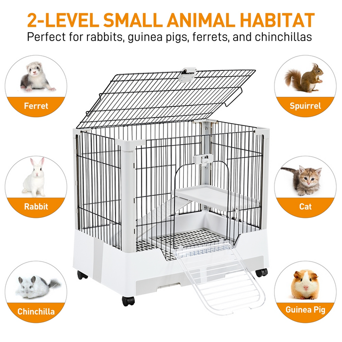 PAWSCOO 2-Level Rolling Rabbit Cage