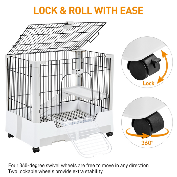 PAWSCOO 2-Level Rolling Rabbit Cage